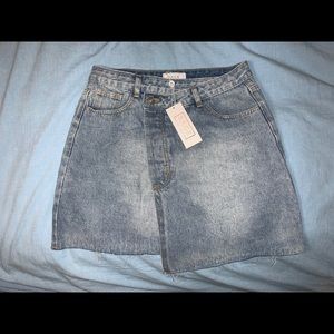 Denim wrap mini skirt